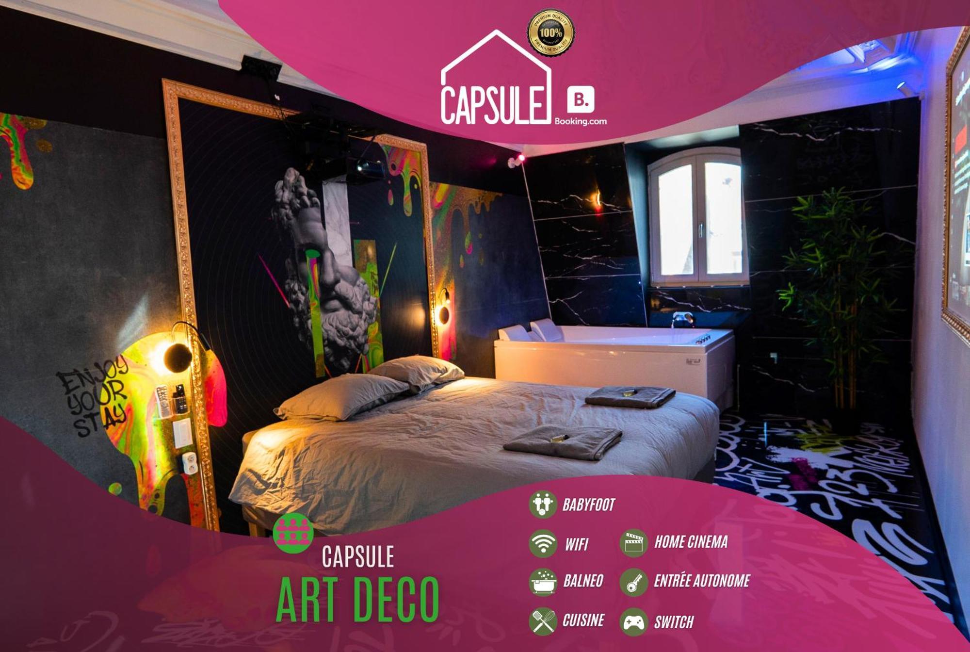 Capsule Art Deco: Luxe Entertainment Suite with Jacuzzi Valenciennes Exterior photo